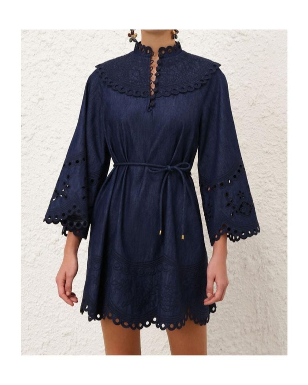 Zimmermann Blue Mahon Broderie Denim Mini Dress