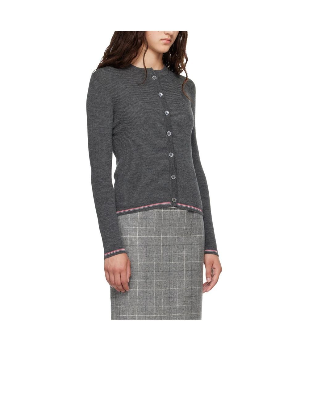 Thom Browne Black Ribbed Knit Cardigan