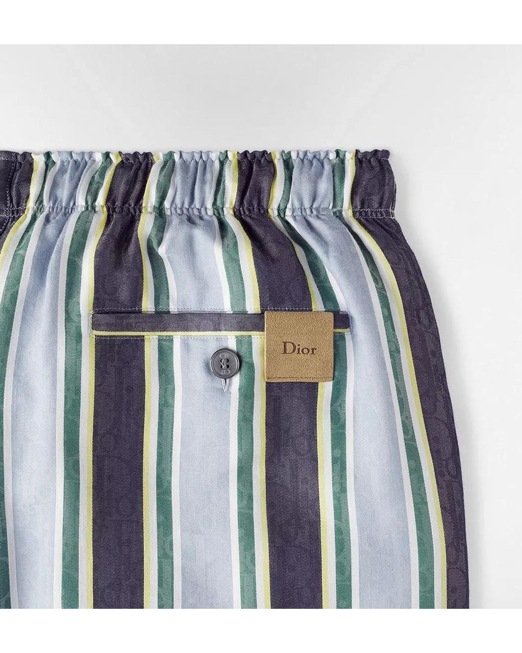 Dior Blue Iviera Oblique Sun Stripes Shorts for men