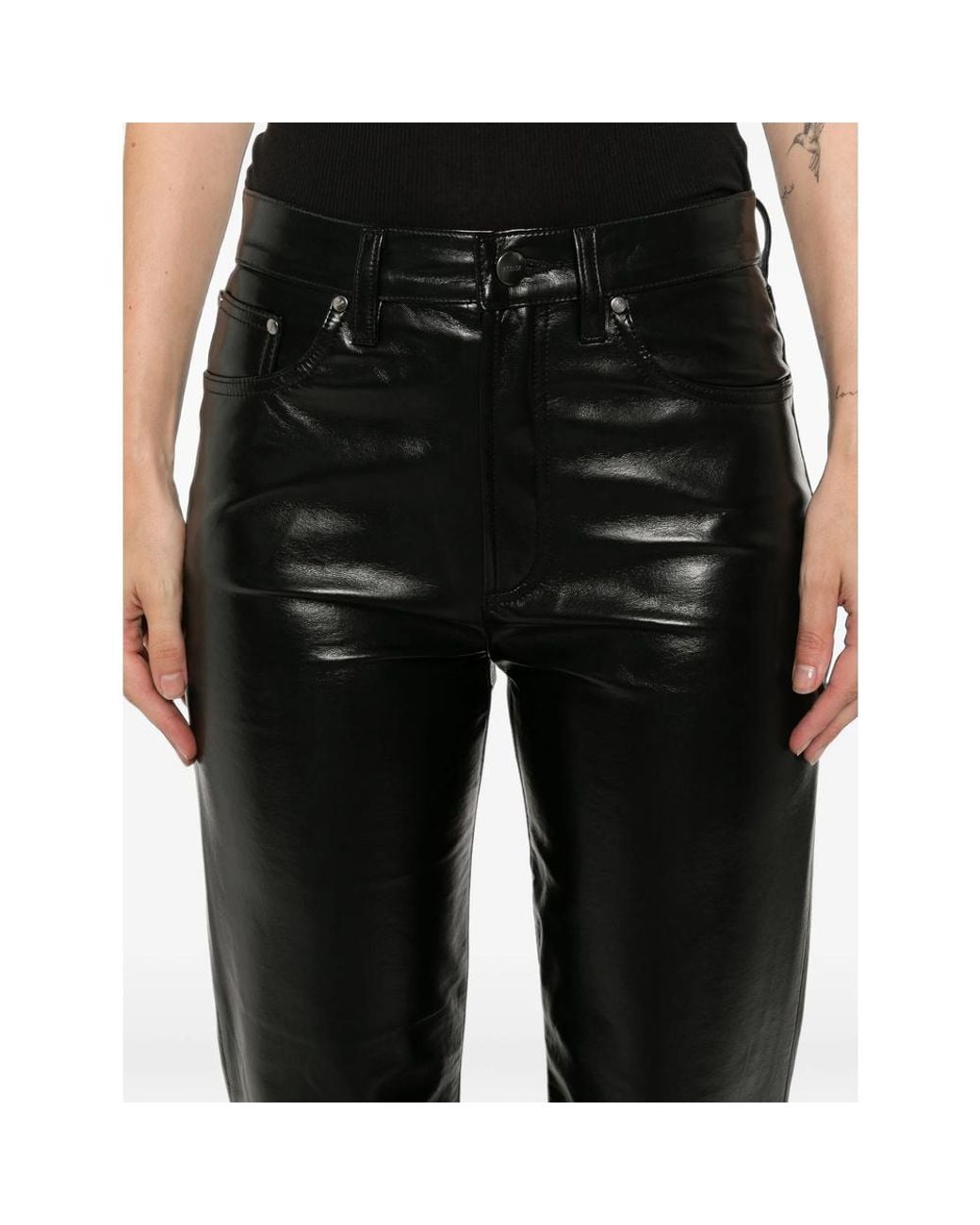 Agolde Black Five-Pocket Straight-Leg Trousers