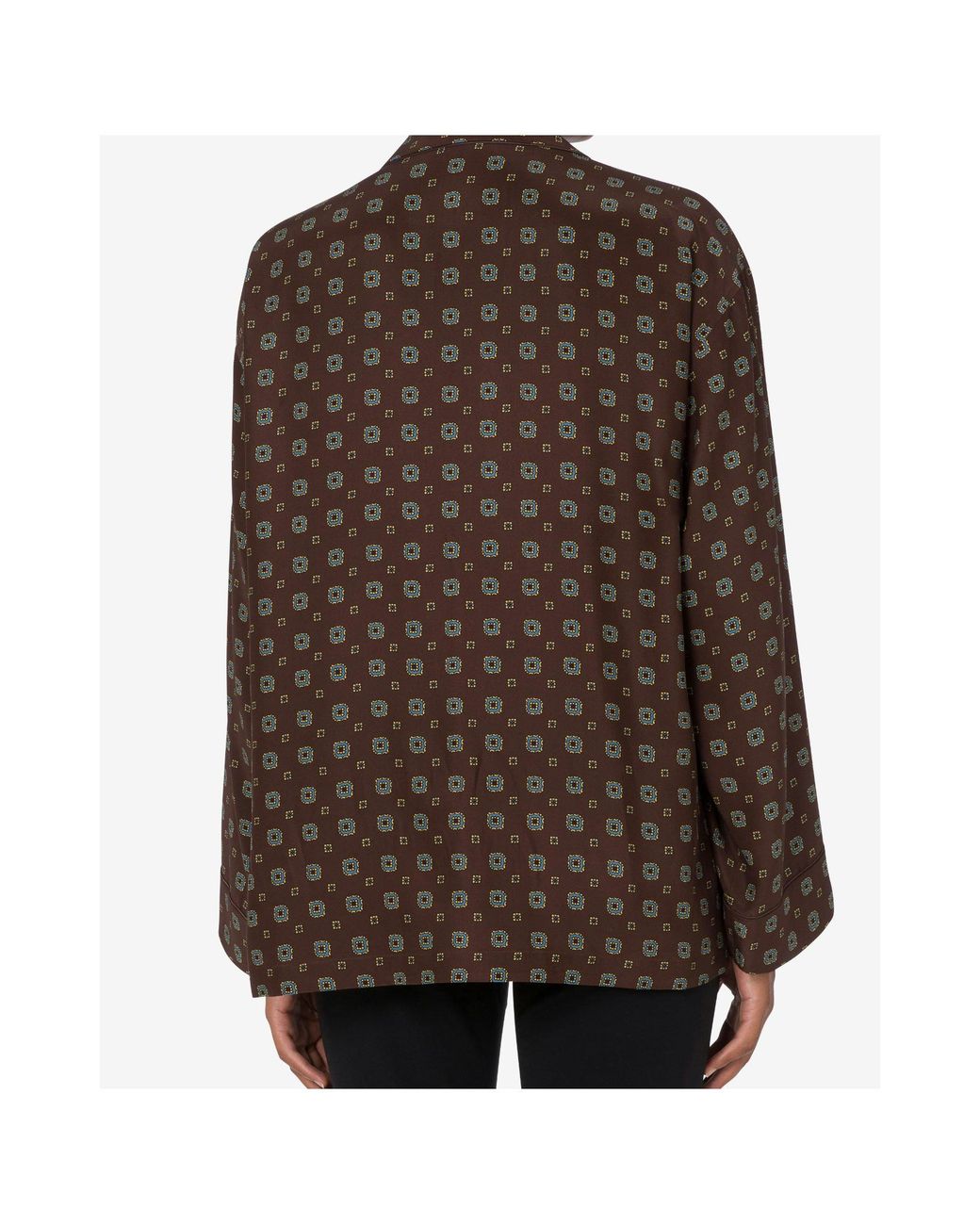 Moschino Brown Satin Tie Printed Shirt