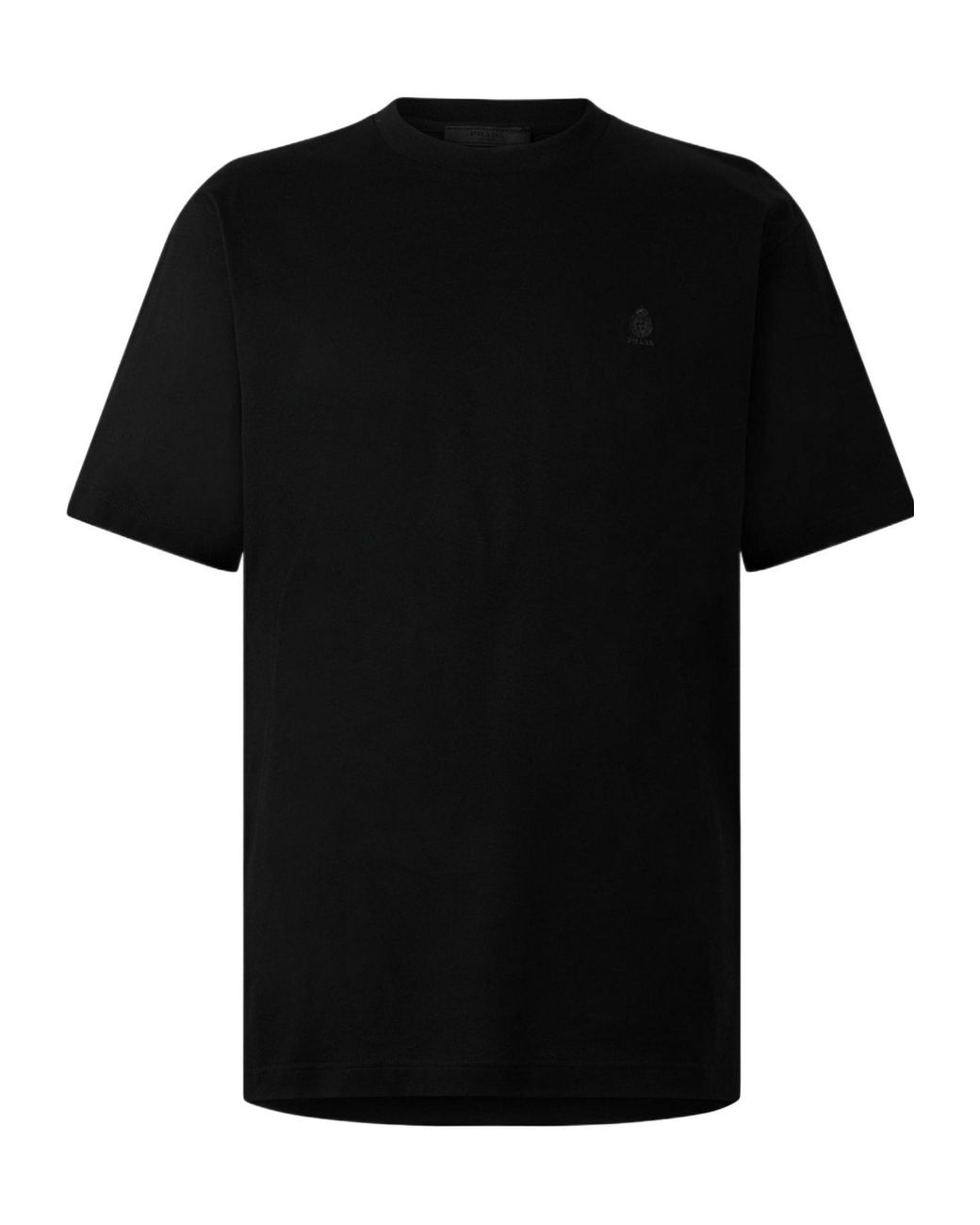 Prada Black Plain Crewneck Short-Sleeve Tee for men