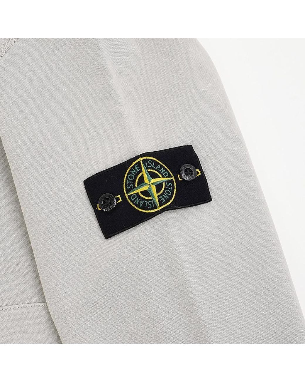 Stone Island White Logo Patch Drawstring Hoodie for men