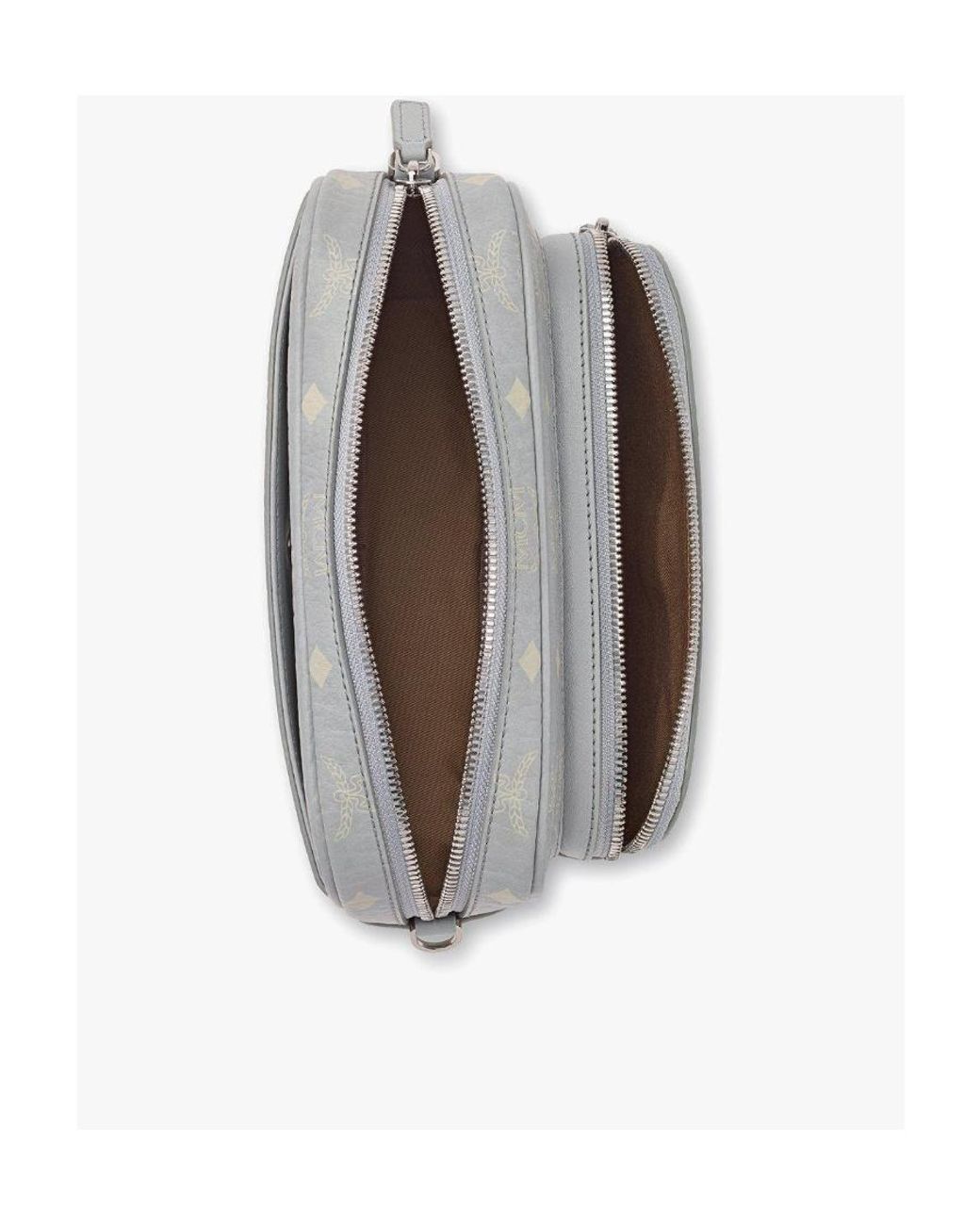 MCM Gray Logo Zip Shoulder Bag