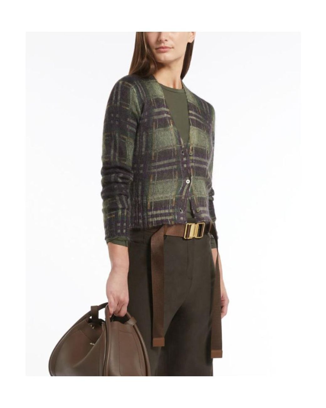 Max Mara Green V-Neck Knitted Cardigan