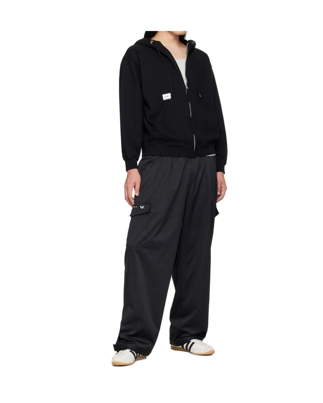 (w)taps Black Drawstring Cargo Pants for men