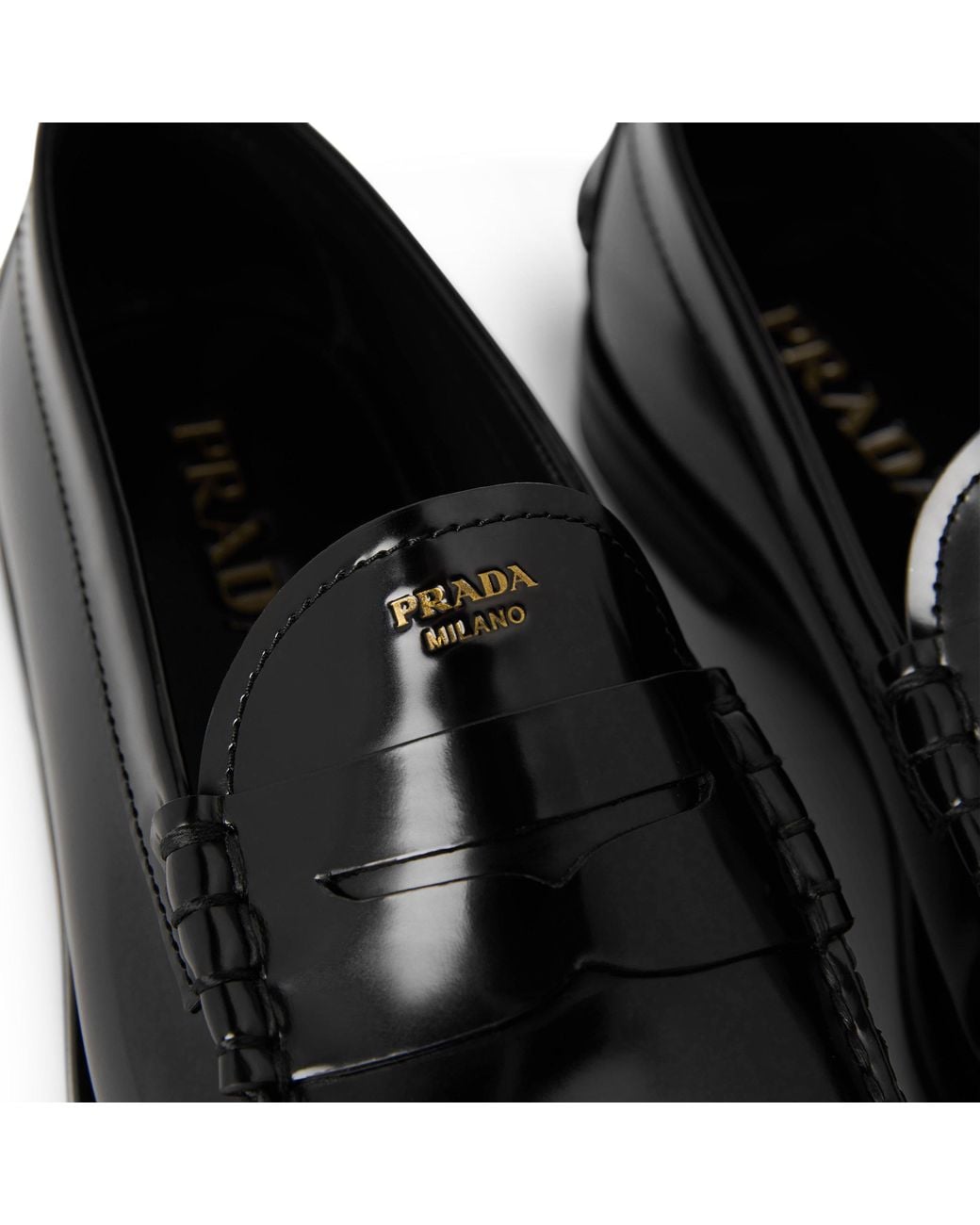 Prada Black Foil Moccasin Loafers for men