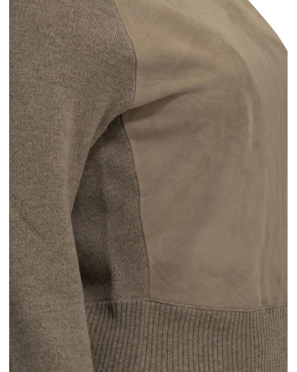 Max Mara Brown Paneled Crew Neck Knitted Sweater