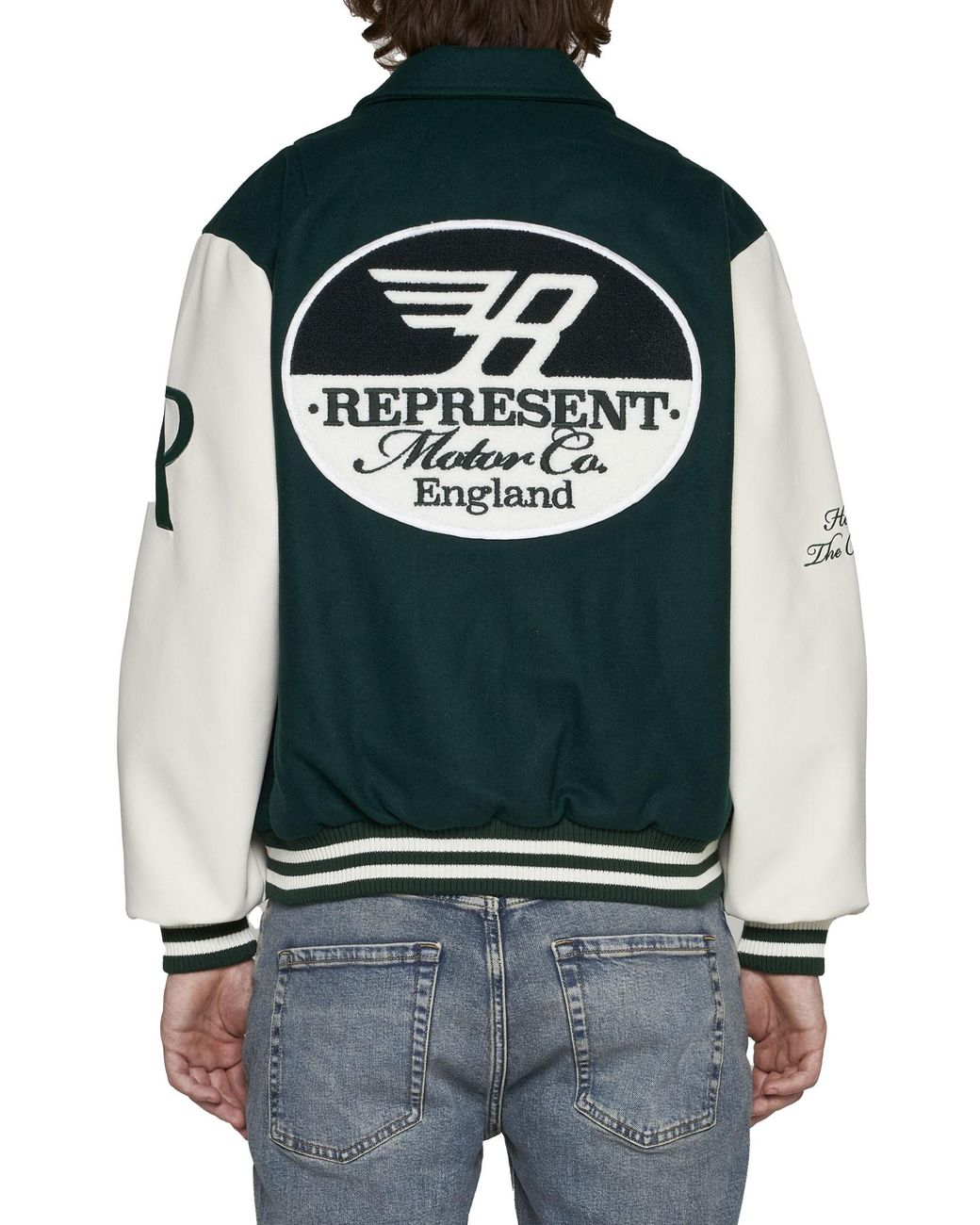 Represent Green Panelled Bomber Jacket for men