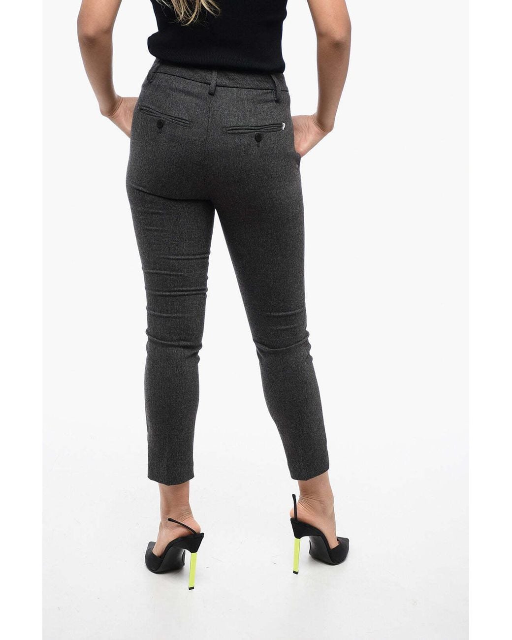 Dondup Black Carmen Herringbone-Pattern Trousers