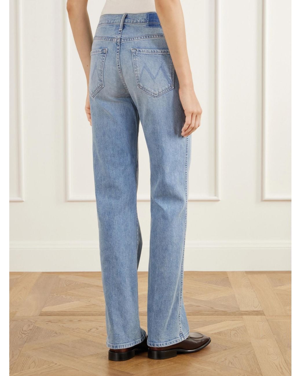 Mother Blue High-Waisted Straight-Leg Jeans
