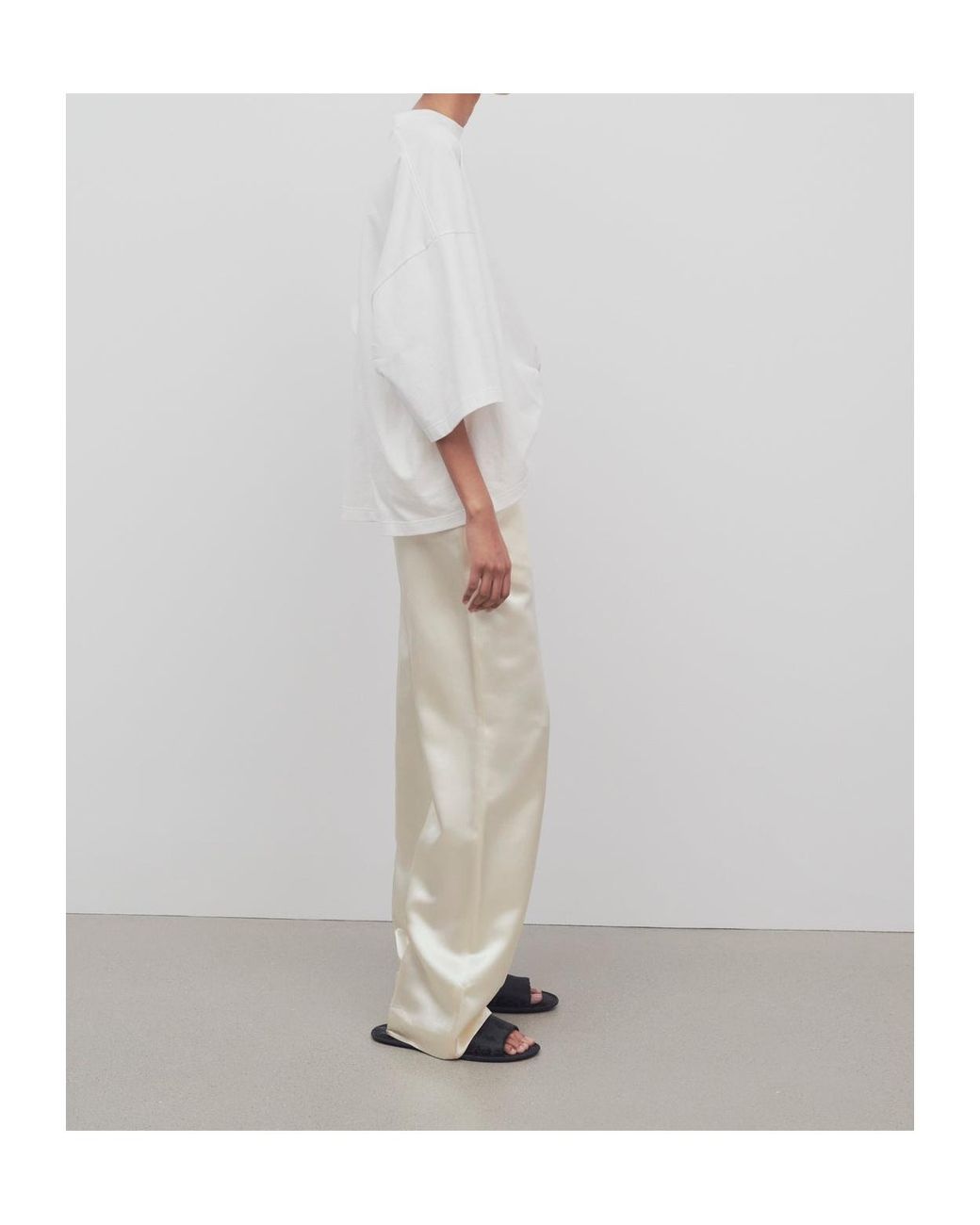 The Row Natural Encore Straight-Leg Satin Pants