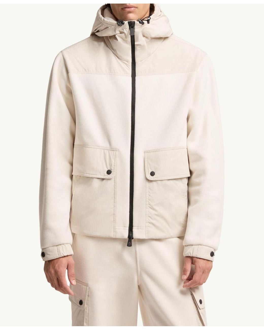 Moncler Natural Polartec Zip-Up Hoodie for men