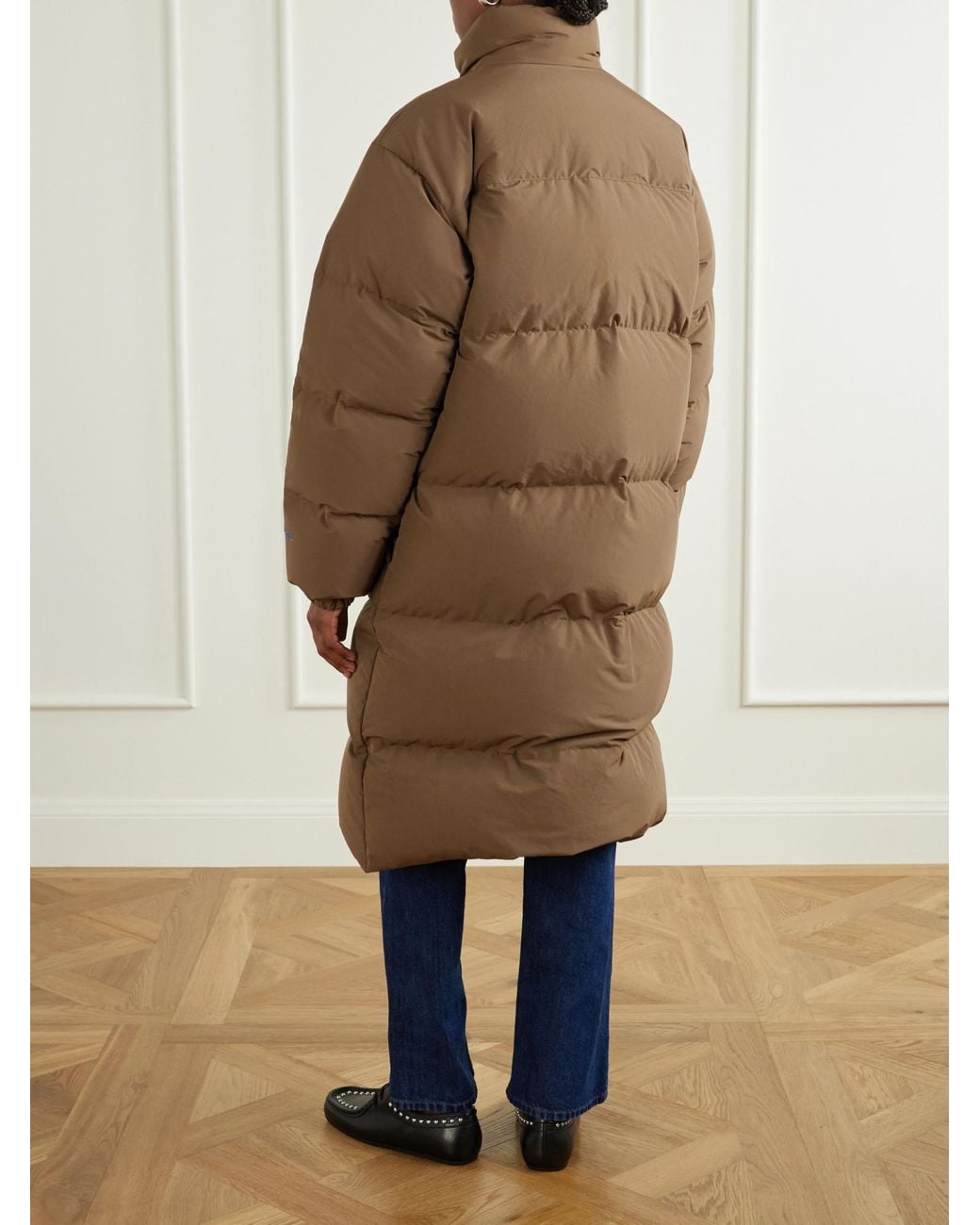 Jil Sander Brown Quilted Stand Collar Down Jacket