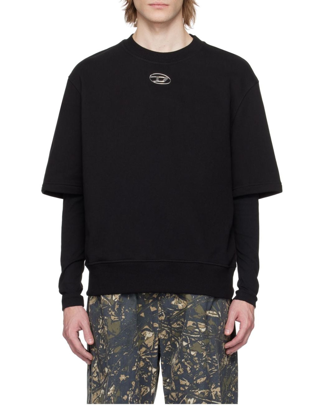 DIESEL Black Oval-D Half-Sleeved T-Shirt for men