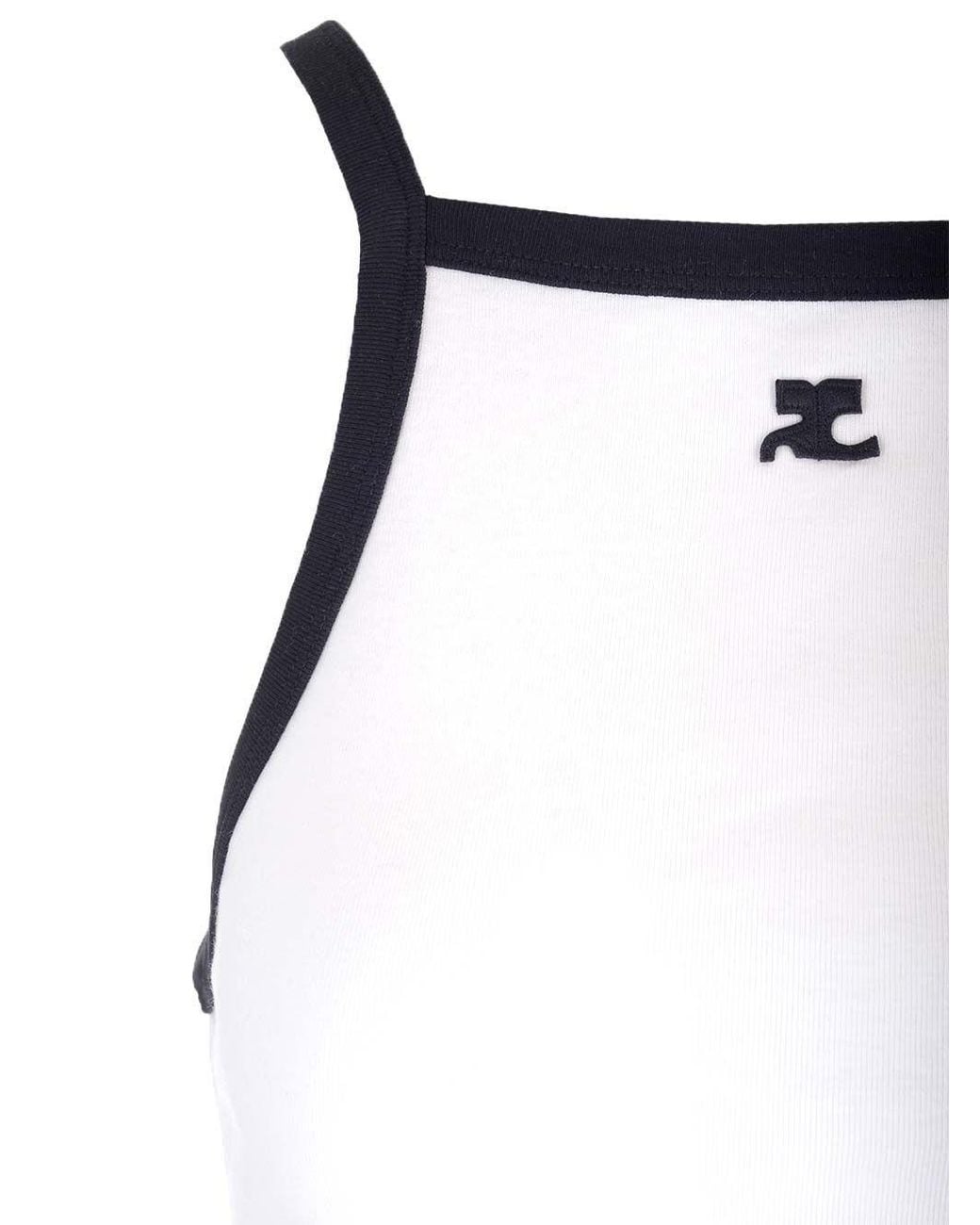 Courreges White Courrèges Buckle Detailed Halter-Neck Top