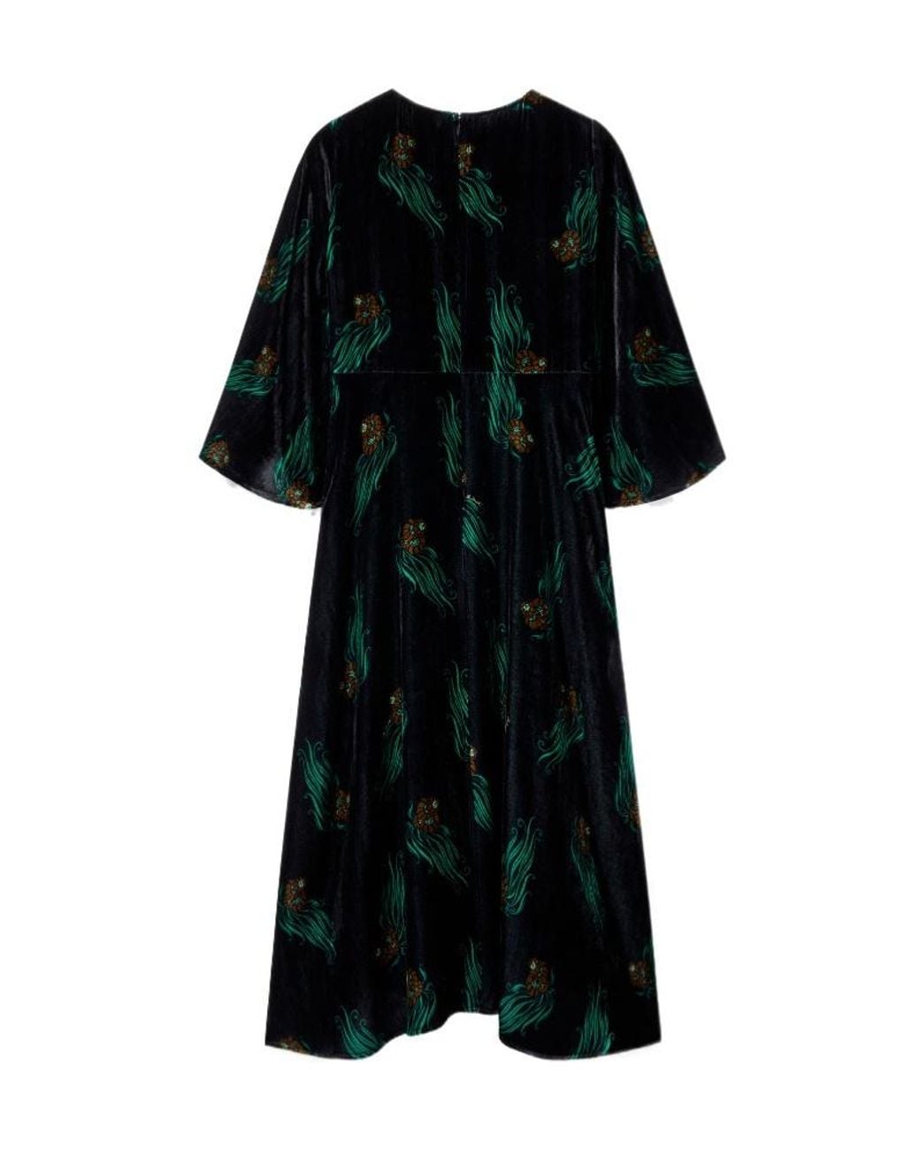 LaDoubleJ Black Sorella Printed Midi Dress