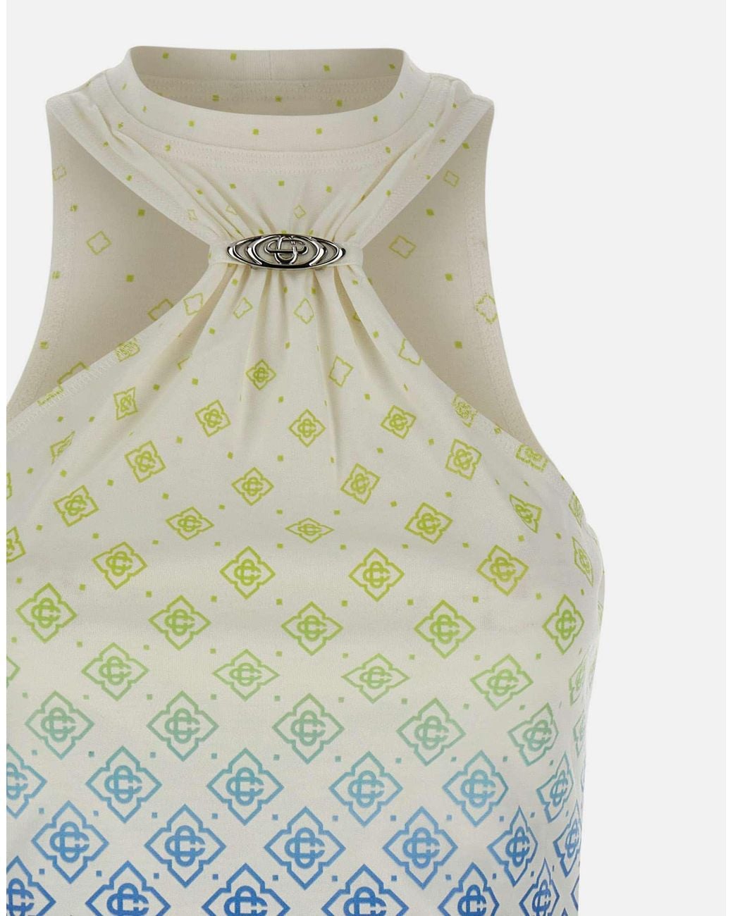 Casablanca Multicolor Draped Monogram Sleeveless Top