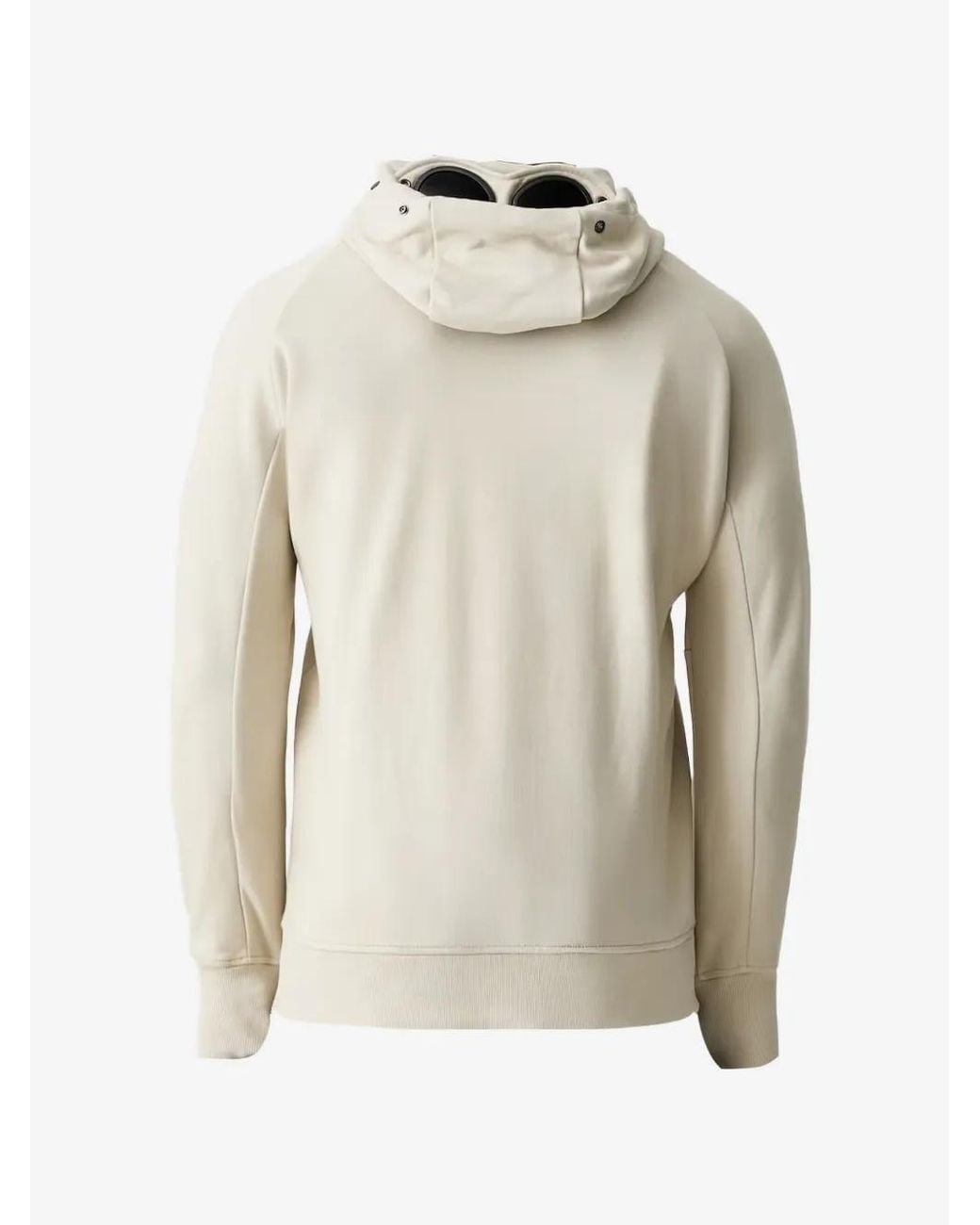 C P Company Natural Diagonal Raised Fleece Lens Hooded Sweatshirt for men