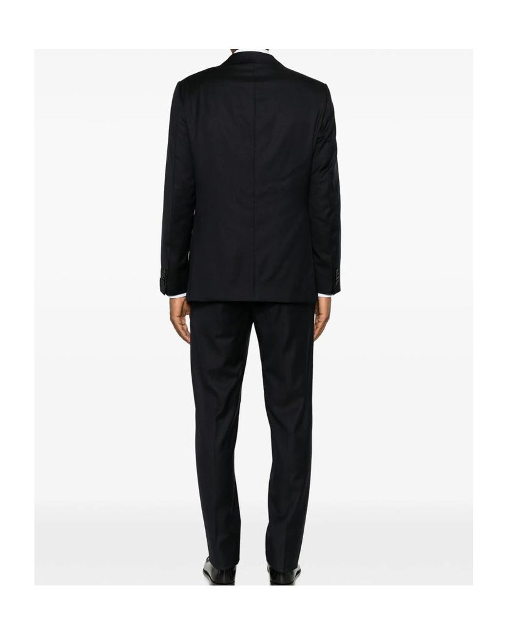 Caruso Black Norma Double-Breasted Peak-Lapel Suit for men