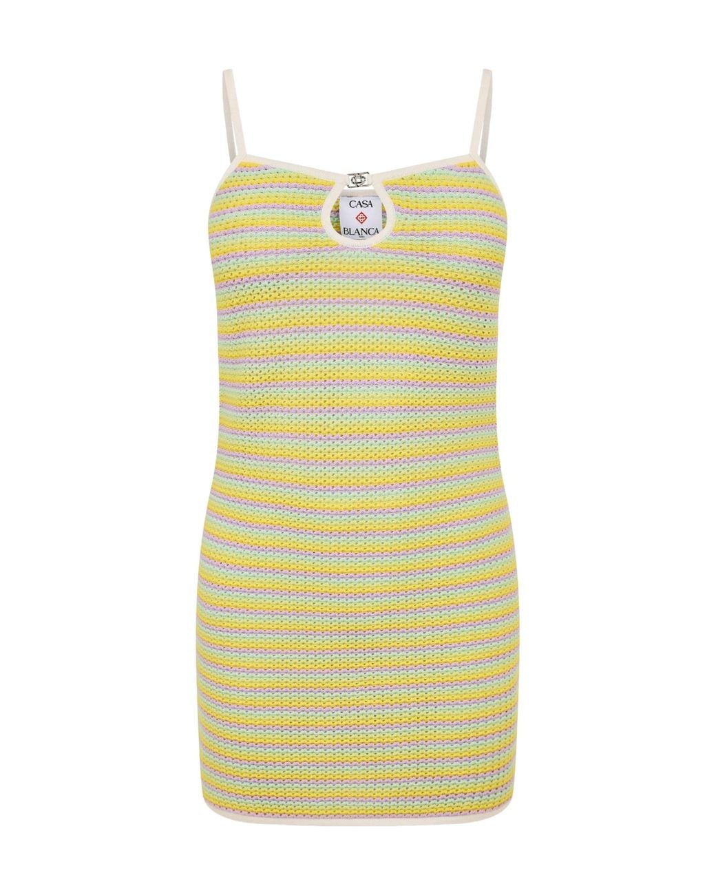 Casablanca Yellow Crochet Mini Dress