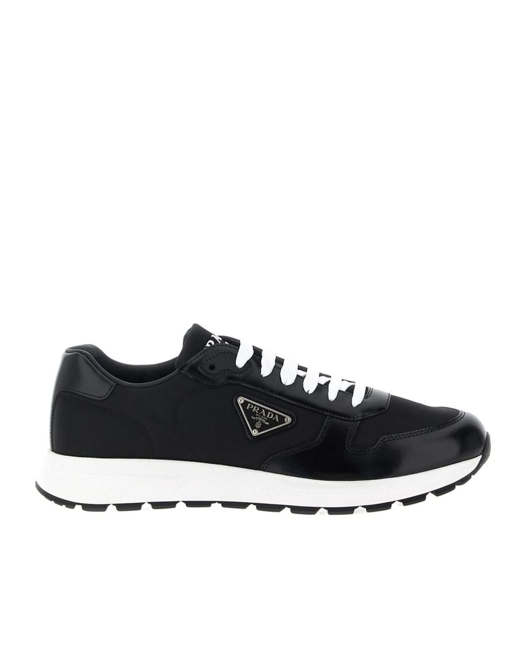 Prada Black Logo Plaque Low-Top Sneakers for men