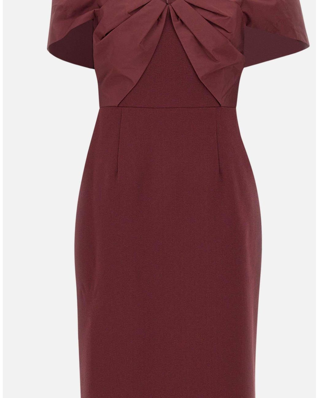 Rebecca Vallance Red Cava Long Off-Shoulder Dress