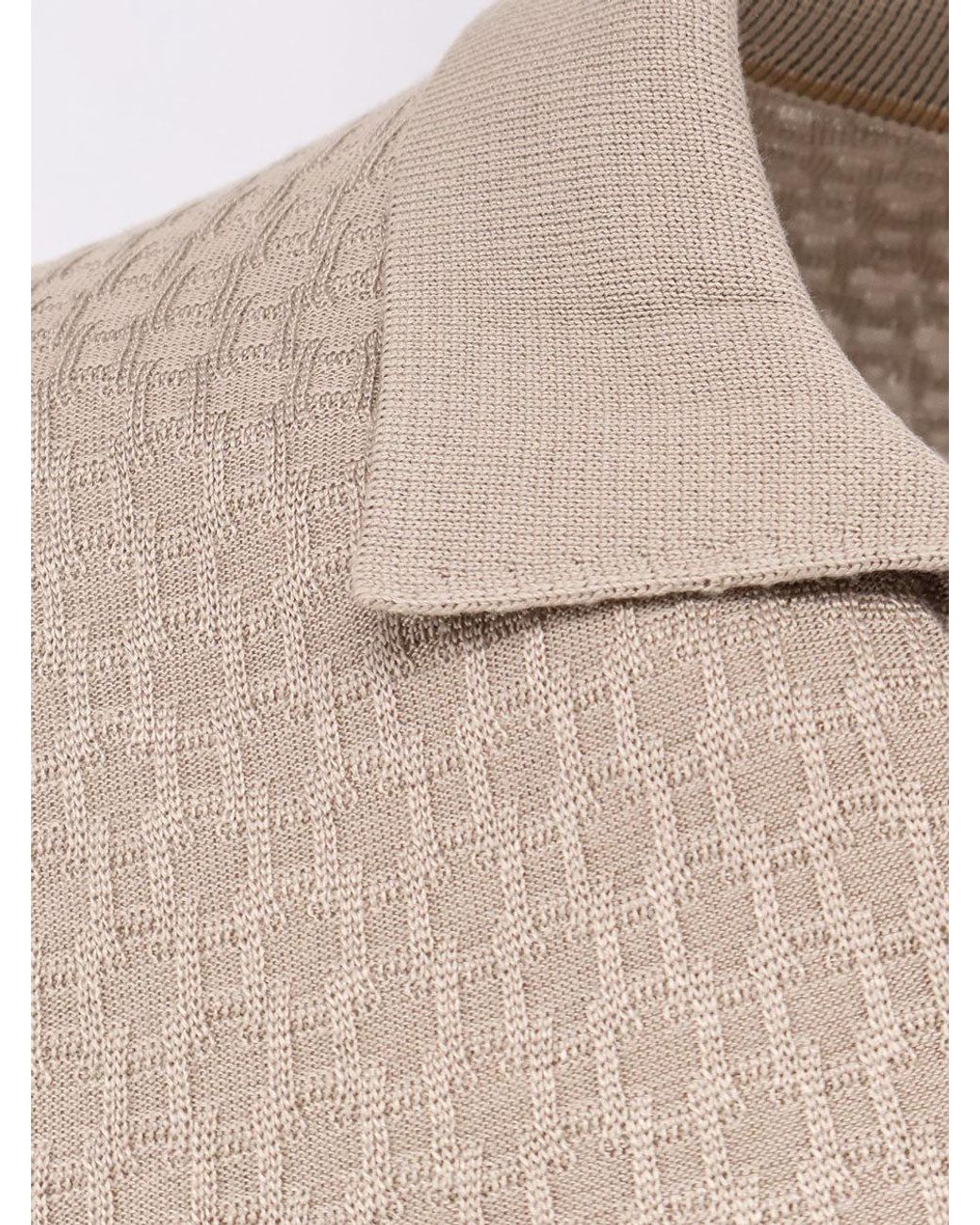 Boss Natural Boss Textured Polo-Collar Knitted Jumper for men