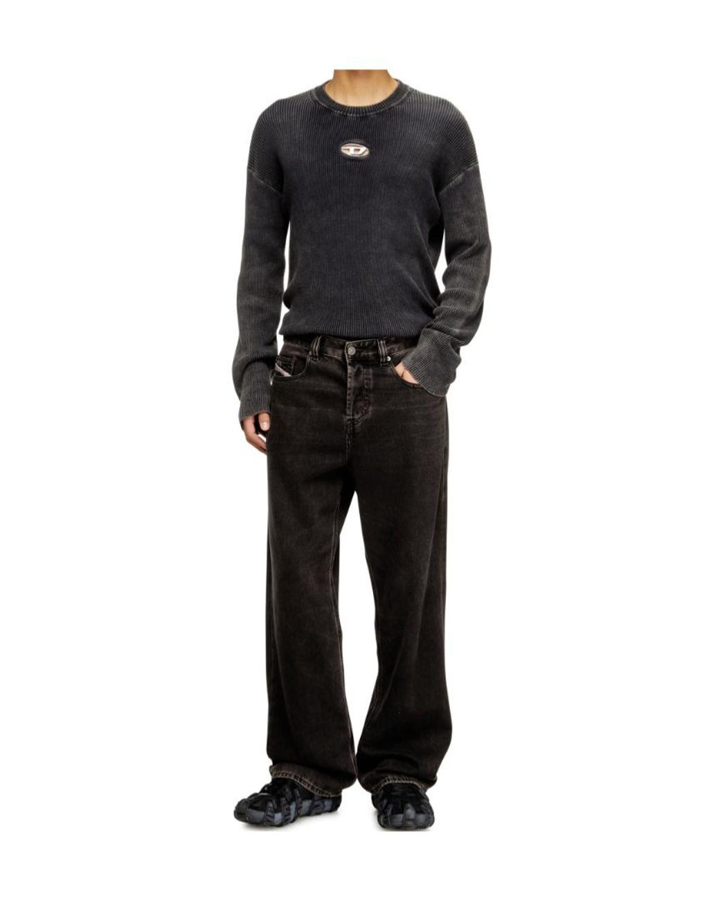 DIESEL Blue K-Darren-D Oval D Logo Knitted Jumper for men