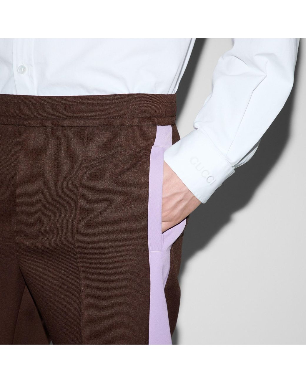 Gucci Brown Stripe Detailed Pants for men