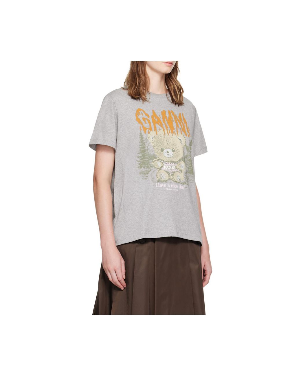 Ganni White Teddy Forest Graphic T-Shirt