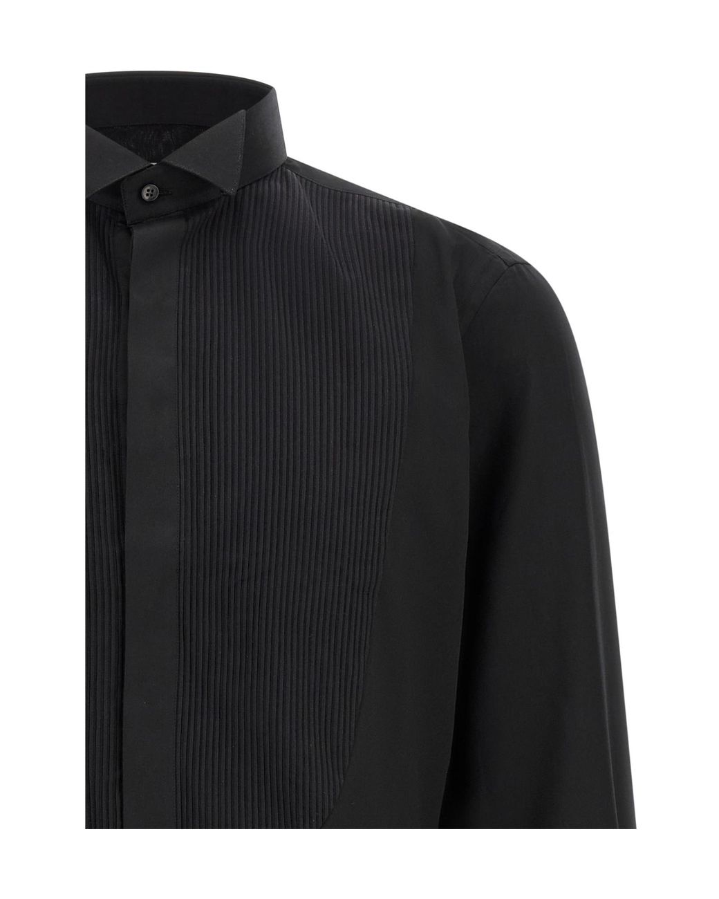 Pal Zileri Black Ceremony Pleated Bib Tuxedo Shirt for men