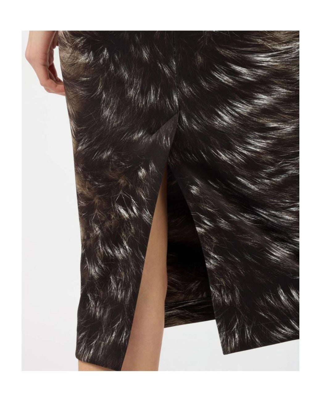Roberto Cavalli Black Midi Fur-Print Sleeveless Dress
