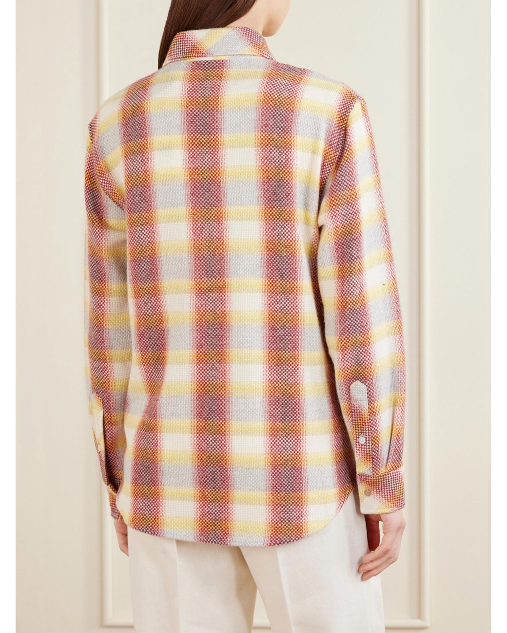 God's True Cashmere Pink Rose Blume Checked Cashmere Shirt