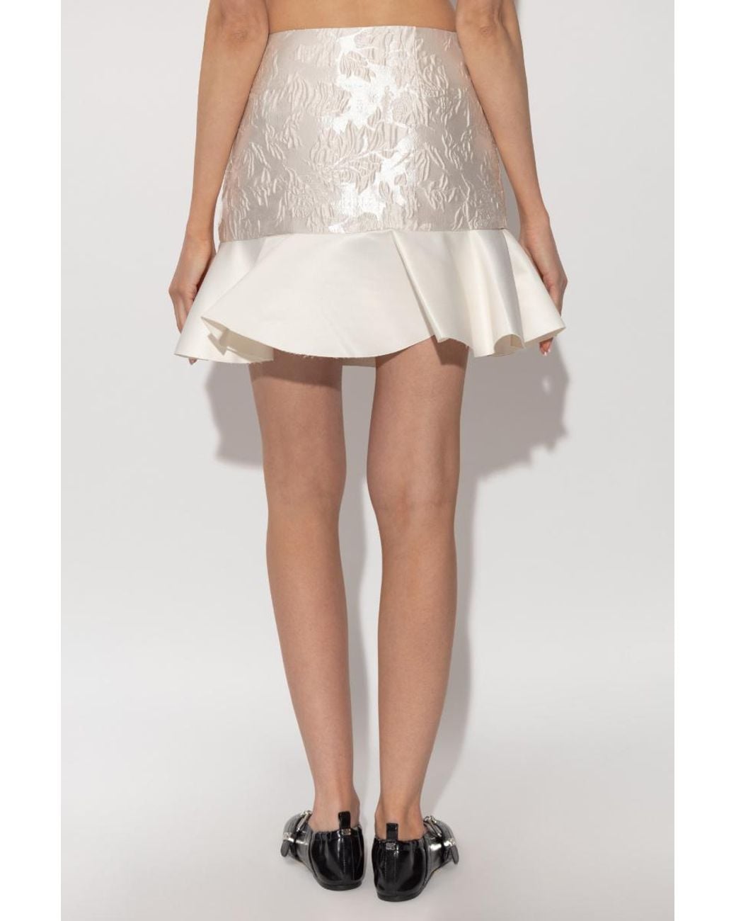 Ganni Natural Satin Cloque Mini Skirt