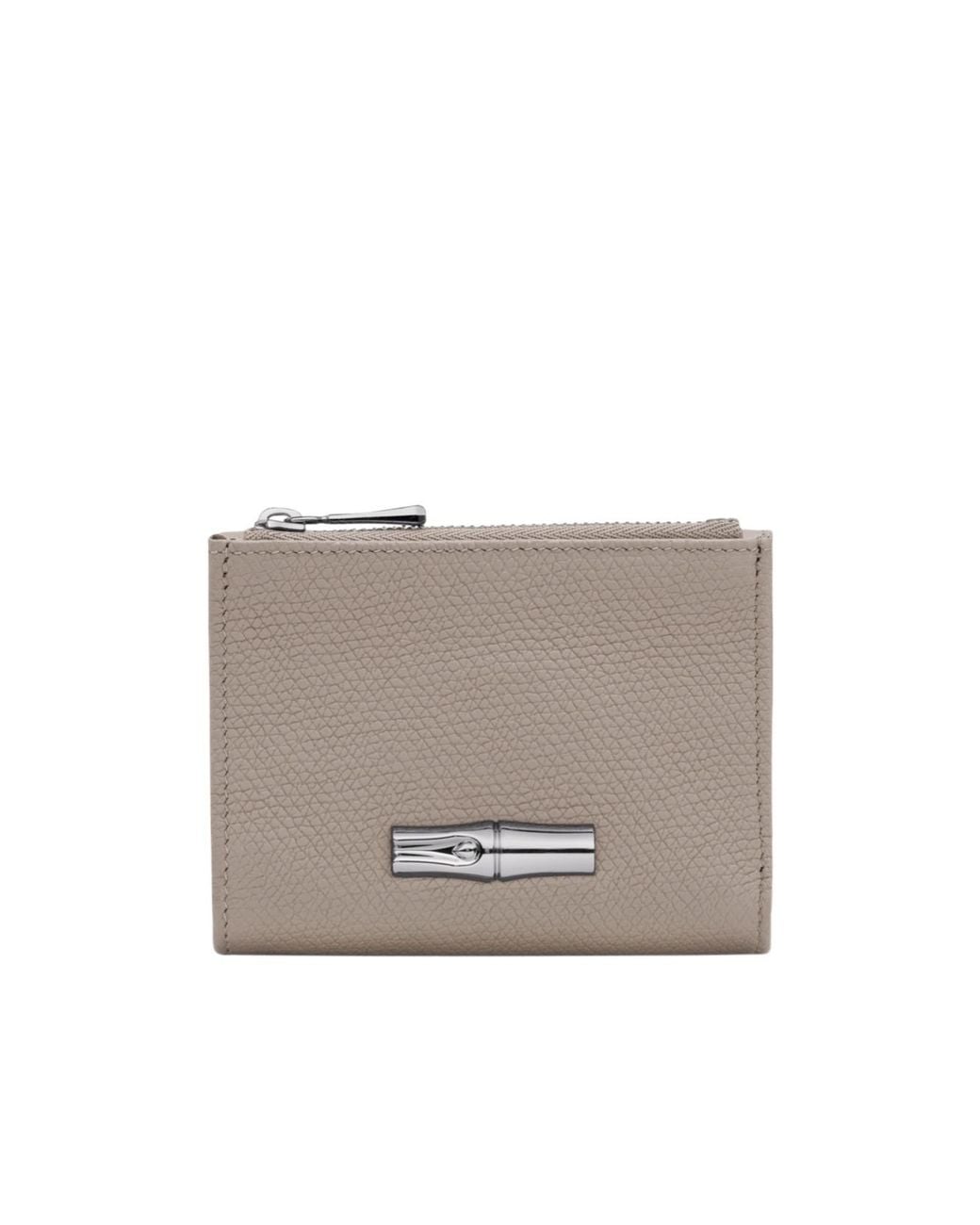 Longchamp Gray Le Roseau Leather Wallet