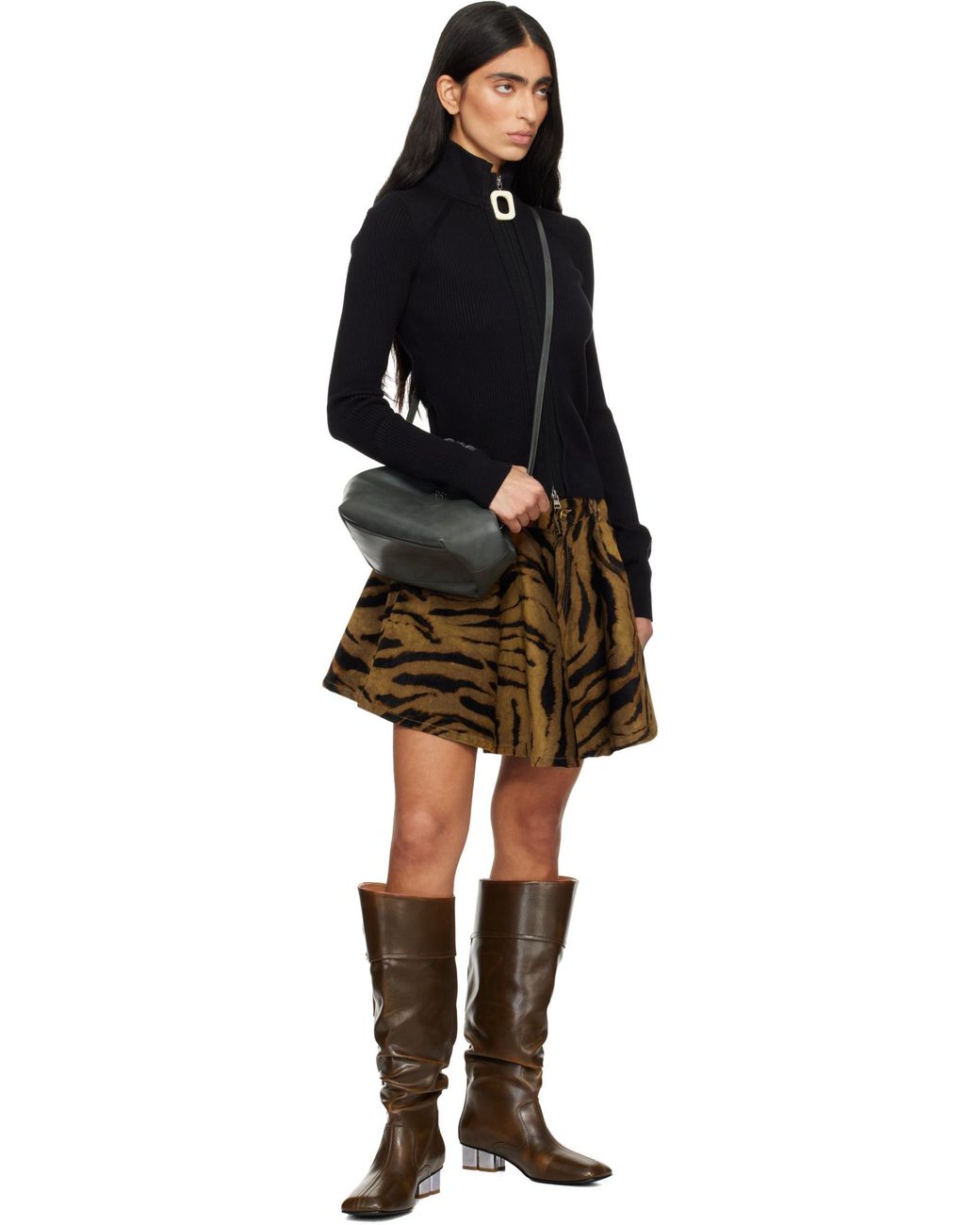 Ganni Brown Square-Toe Boots
