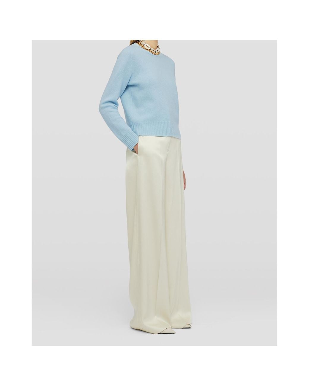 Jil Sander Blue Crewneck Long-Sleeved Jumper