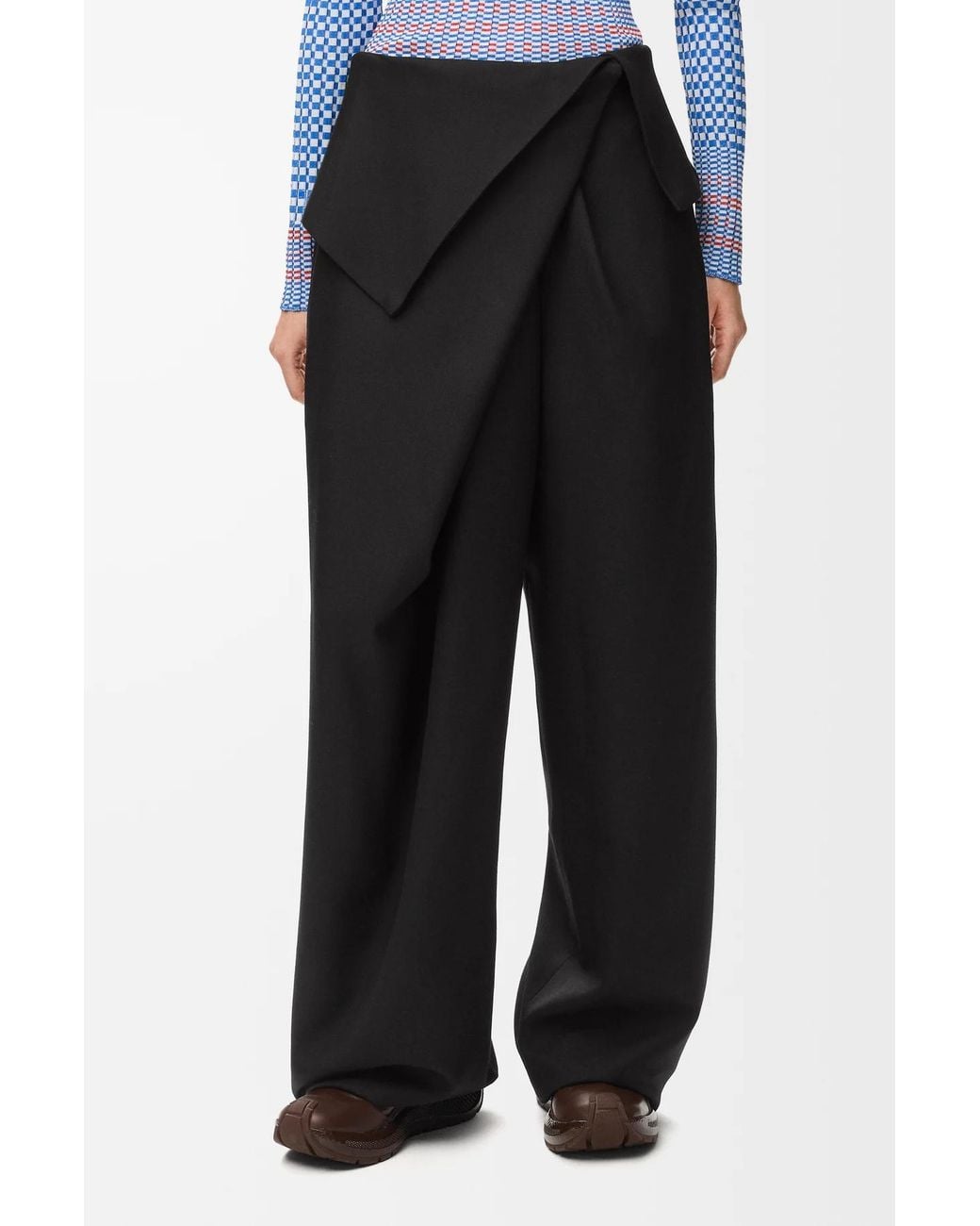 Loewe Black Wide-Leg Draped Trousers