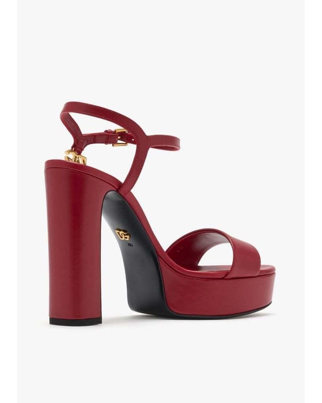 Dolce & Gabbana Red Calfskin Platform Sandals