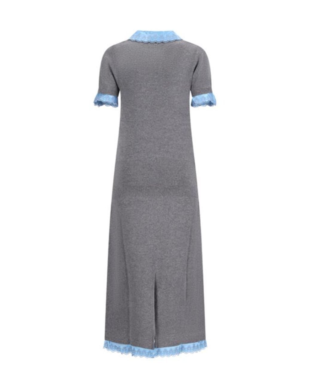 Rabanne Gray Rabanne Short-Sleeved Satin-Panelled Midi Dress