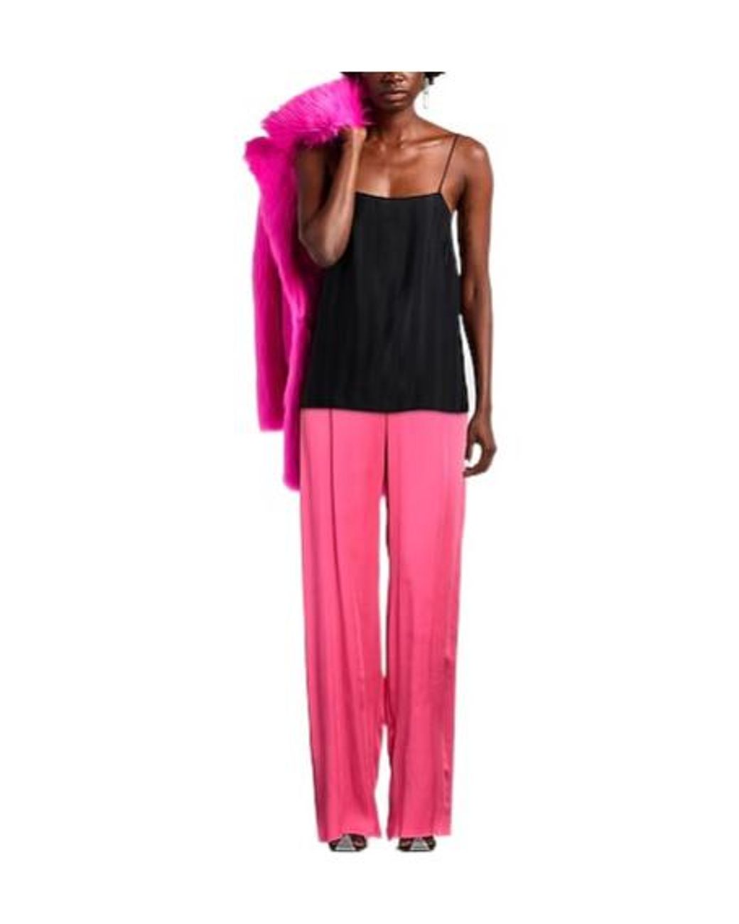 Max Mara Pink Loose Satin Trousers