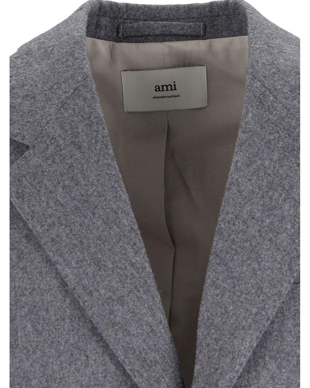 AMI Gray Ami Single Breasted V-Neck Jacket for men