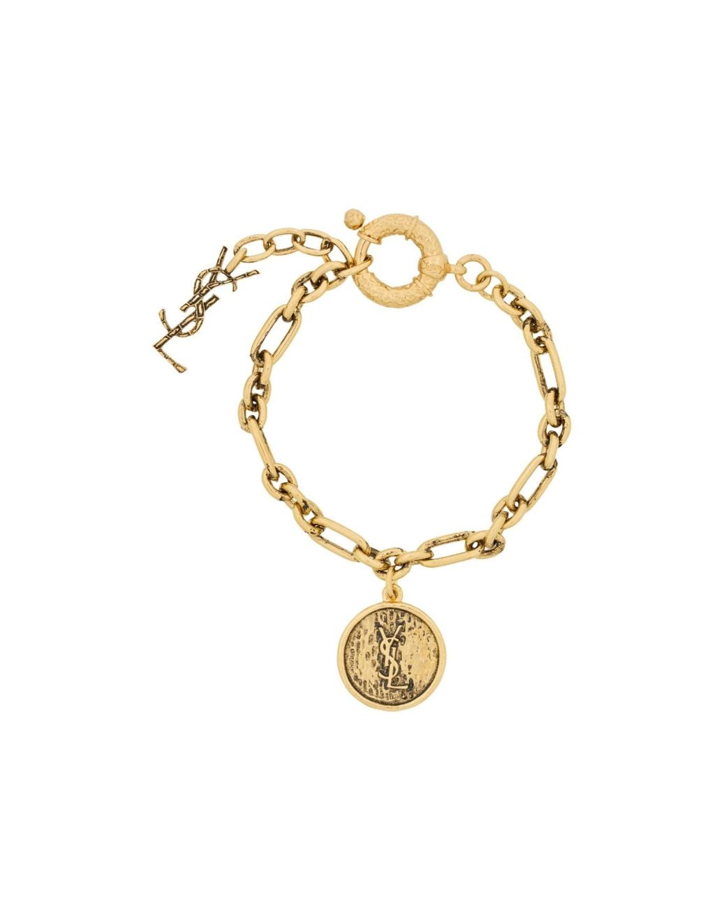Saint Laurent Metallic Medaille Chain Charm Bracelet