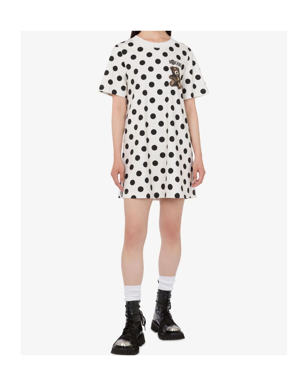 Moschino White Teddy Bear Printed Dress