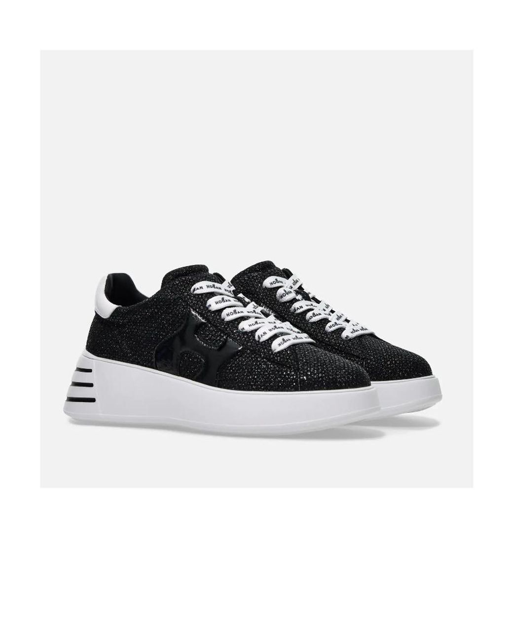 Hogan Black Crystal-Embellished Lace-Up Low-Top Sneakers