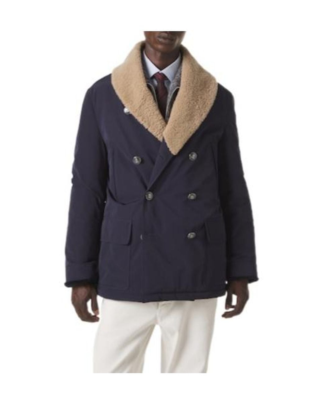 Brunello Cucinelli Blue Double-Breasted Jacket for men