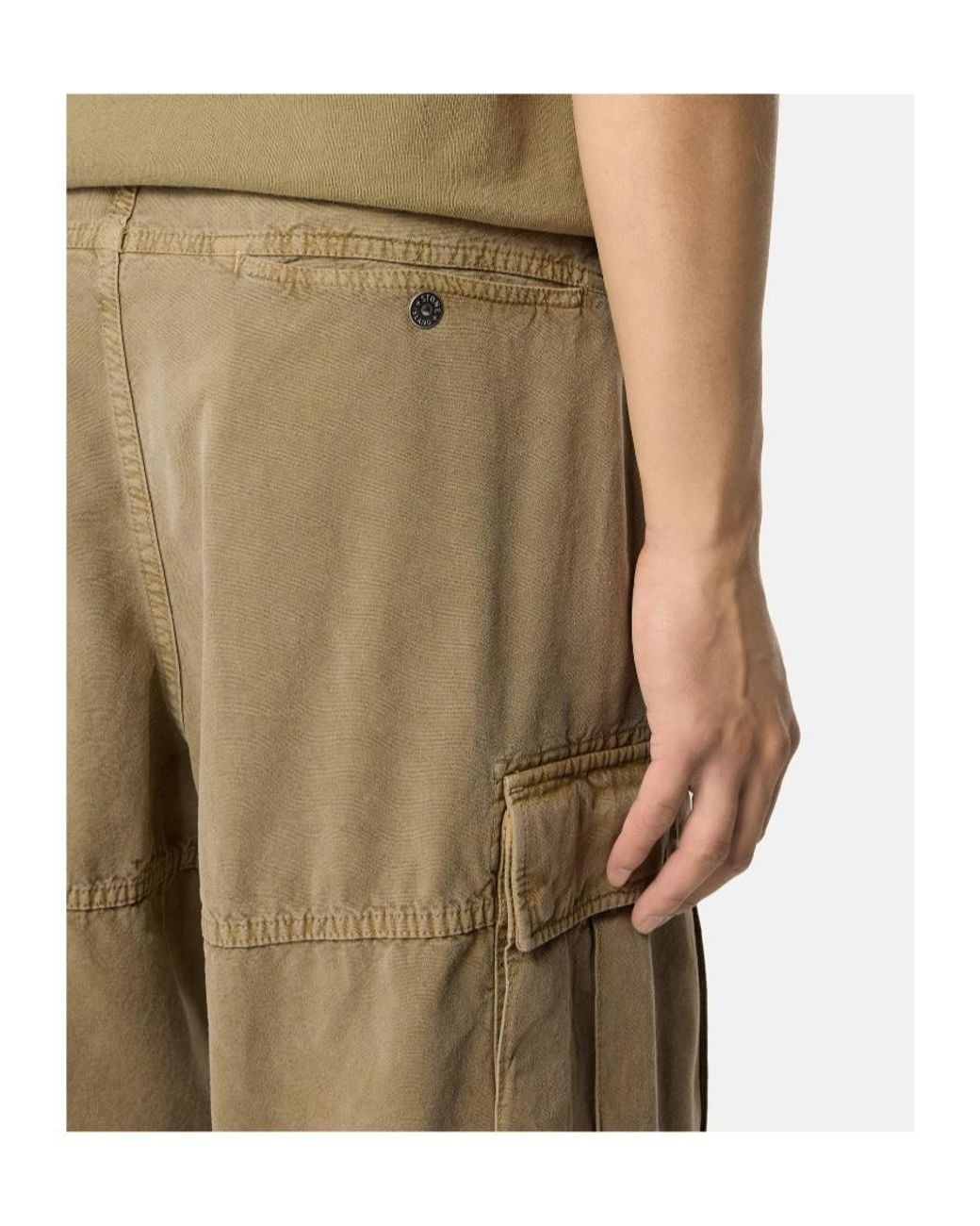 Stone Island Natural Loose-Fit Cargo Pants With Drawstring Cuffs for men