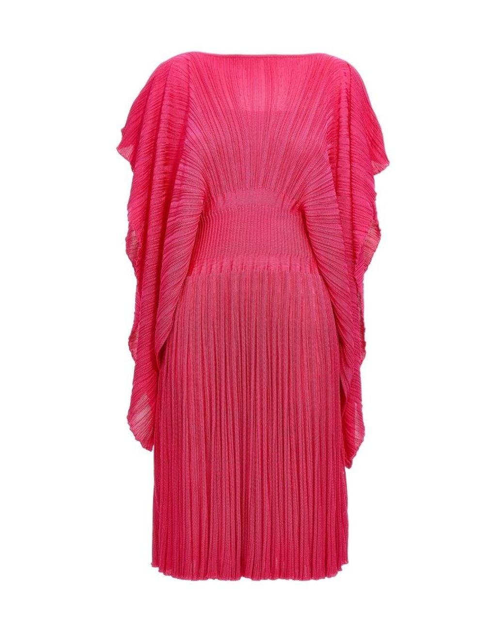 Antonino Valenti Pink Pleated Fitted Waist Dress