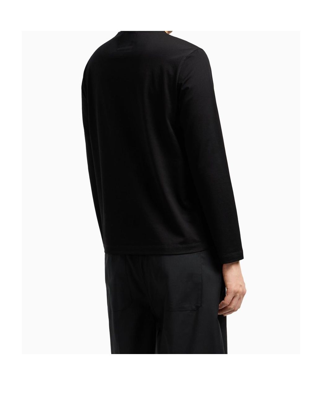 Emporio Armani Black Long-Sleeve Cotton T-Shirt for men
